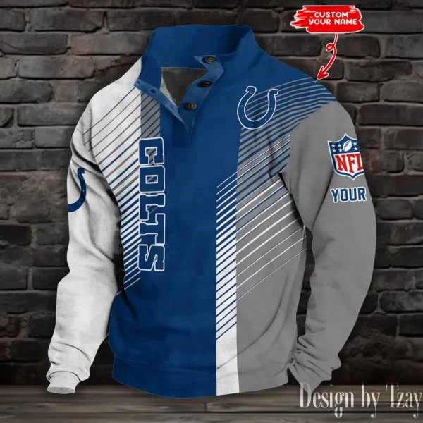 Indianapolis Colts NFL Half Button Long Sleeve Hoodie S9DBSCH1439