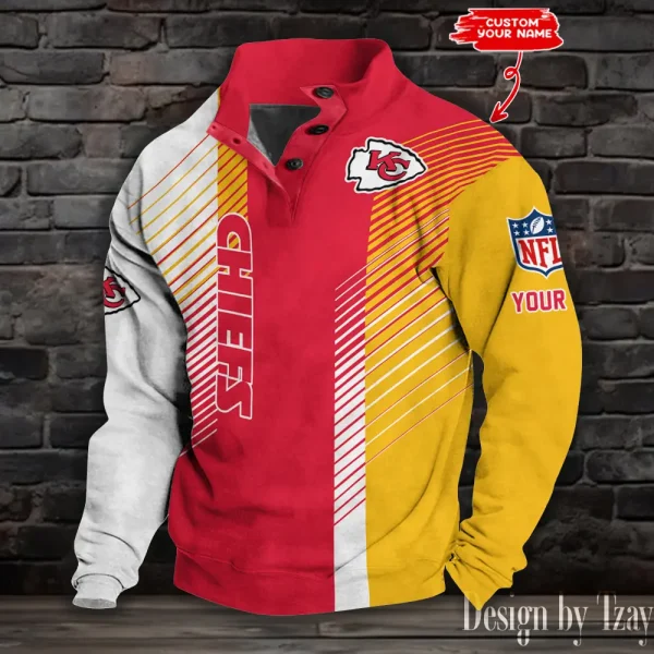 Kansas City Chiefs NFL Half Button Long Sleeve Hoodie S9DBSCH1441