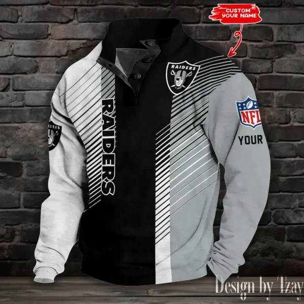 Las Vegas Raiders NFL Half Button Long Sleeve Hoodie S9DBSCH1442