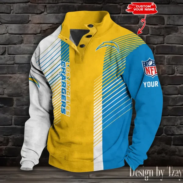 Los Angeles Chargers NFL Half Button Long Sleeve Hoodie S9DBSCH1443