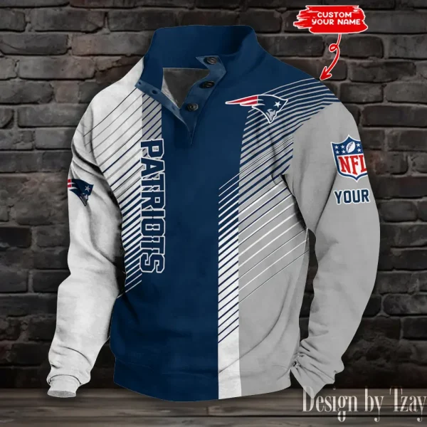 New England Patriots NFL Half Button Long Sleeve Hoodie S9DBSCH1460