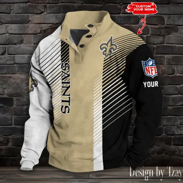 New Orleans Saints NFL Half Button Long Sleeve Hoodie S9DBSCH1461