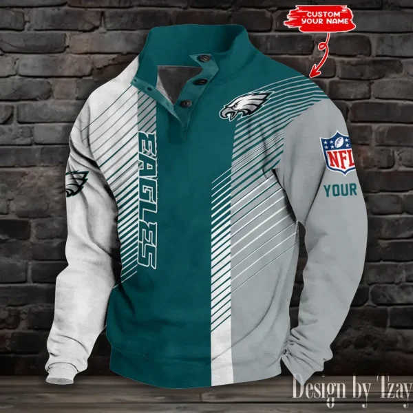 Philadelphia Eagles NFL Half Button Long Sleeve Hoodie S9DBSCH1464