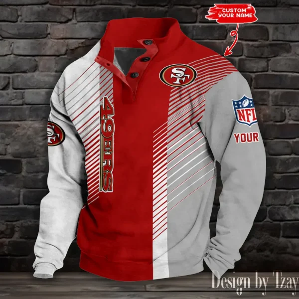 San Francisco 49ers NFL Half Button Long Sleeve Hoodie S9DBSCH1466