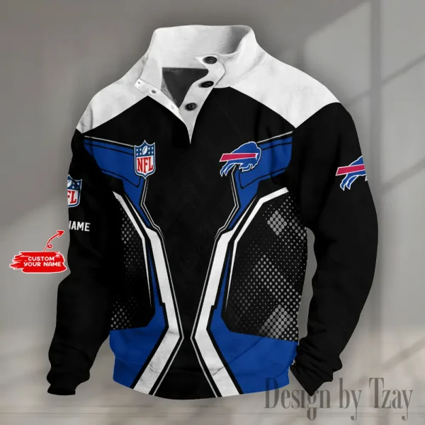 Buffalo Bills NFL Half Button Long Sleeve Hoodie S9DBSCH1474