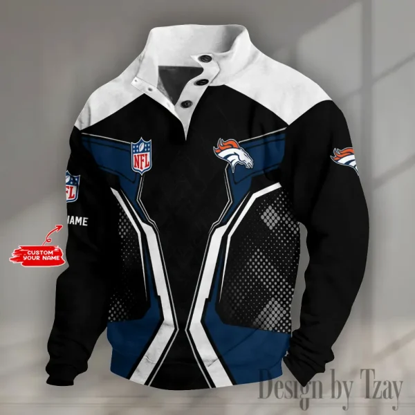 Denver Broncos NFL Half Button Long Sleeve Hoodie S9DBSCH1480