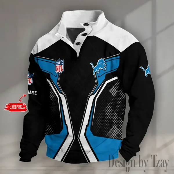 Detroit Lions NFL Half Button Long Sleeve Hoodie S9DBSCH1481