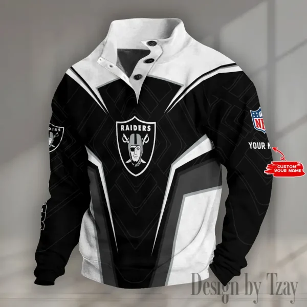 Las Vegas Raiders NFL Half Button Long Sleeve Hoodie S9DBSCH1487