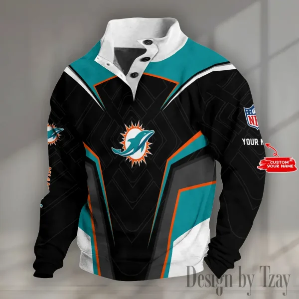 Miami Dolphins NFL Half Button Long Sleeve Hoodie S9DBSCH1490