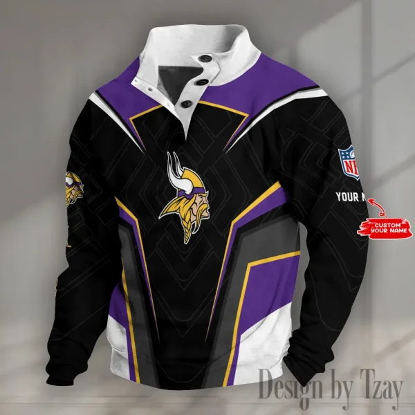 Minnesota Vikings NFL Half Button Long Sleeve Hoodie S9DBSCH1491