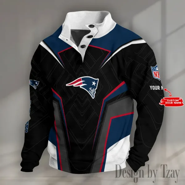 New England Patriots NFL Half Button Long Sleeve Hoodie S9DBSCH1492