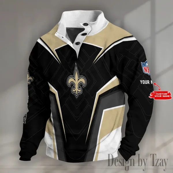 New Orleans Saints NFL Half Button Long Sleeve Hoodie S9DBSCH1493