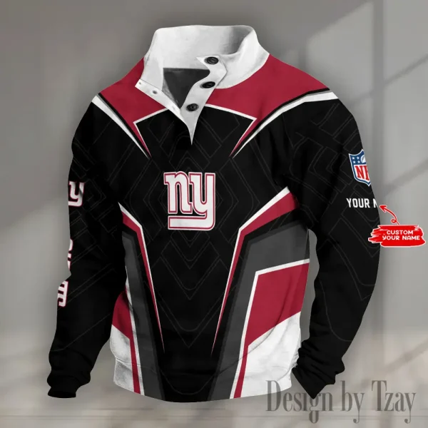 New York Giants NFL Half Button Long Sleeve Hoodie S9DBSCH1494