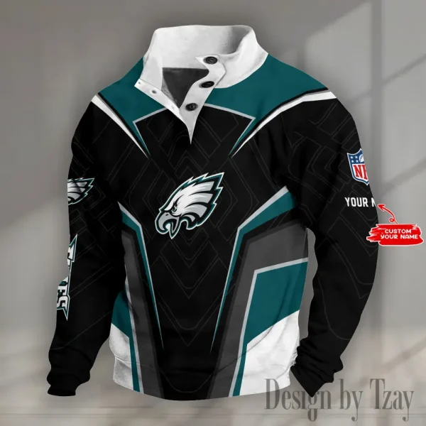 Philadelphia Eagles NFL Half Button Long Sleeve Hoodie S9DBSCH1496