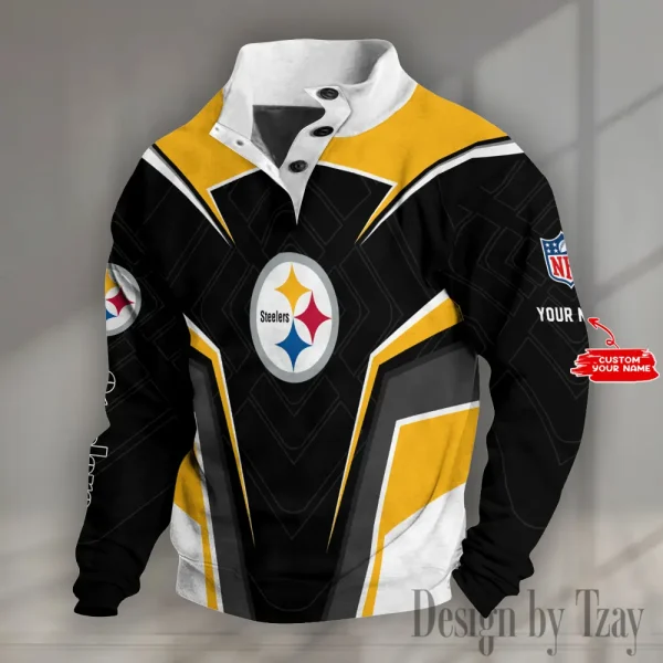 Pittsburgh Steelers NFL Half Button Long Sleeve Hoodie S9DBSCH1497