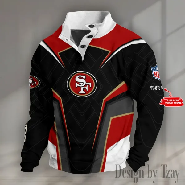 San Francisco 49ers NFL Half Button Long Sleeve Hoodie S9DBSCH1498