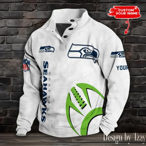 Seattle Seahawks NFL Half Button Long Sleeve Hoodie S9DBSCH1506