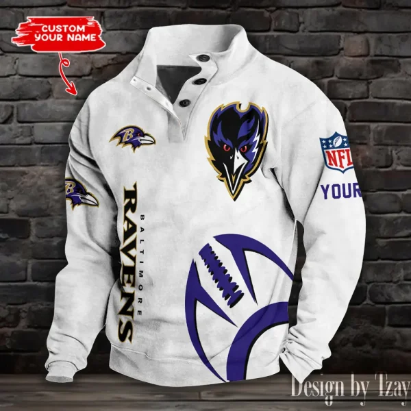 Baltimore Ravens NFL Half Button Long Sleeve Hoodie S9DBSCH1510