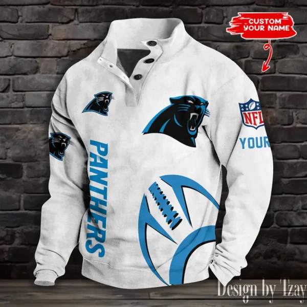 Carolina Panthers NFL Half Button Long Sleeve Hoodie S9DBSCH1512