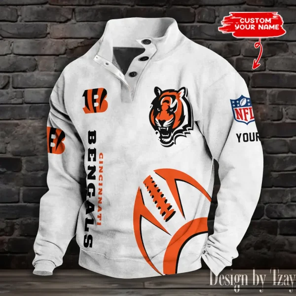 Cincinnati Bengals NFL Half Button Long Sleeve Hoodie S9DBSCH1514