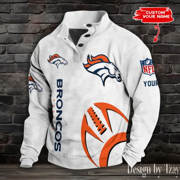 Denver Broncos NFL Half Button Long Sleeve Hoodie S9DBSCH1517