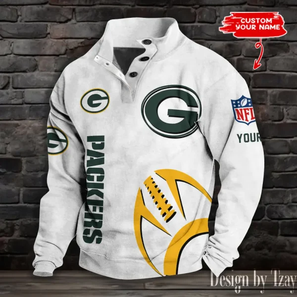 Green Bay Packers NFL Half Button Long Sleeve Hoodie S9DBSCH1519