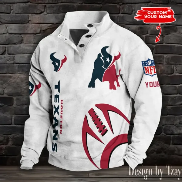 Houston Texans NFL Half Button Long Sleeve Hoodie S9DBSCH1520