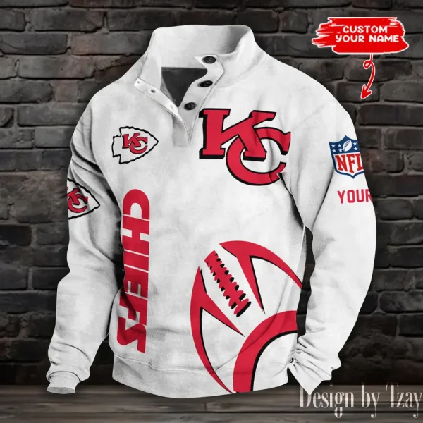 Kansas City Chiefs NFL Half Button Long Sleeve Hoodie S9DBSCH1522