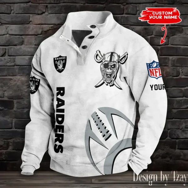 Las Vegas Raiders NFL Half Button Long Sleeve Hoodie S9DBSCH1523