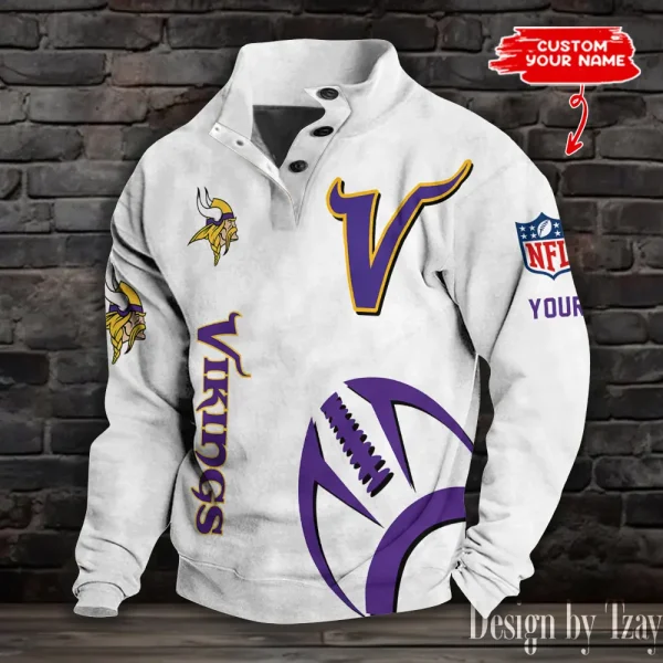 Minnesota Vikings NFL Half Button Long Sleeve Hoodie S9DBSCH1527