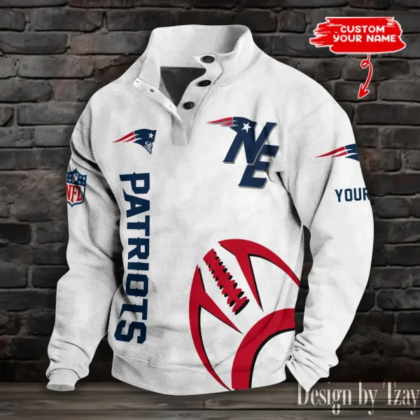 New England Patriots NFL Half Button Long Sleeve Hoodie S9DBSCH1528