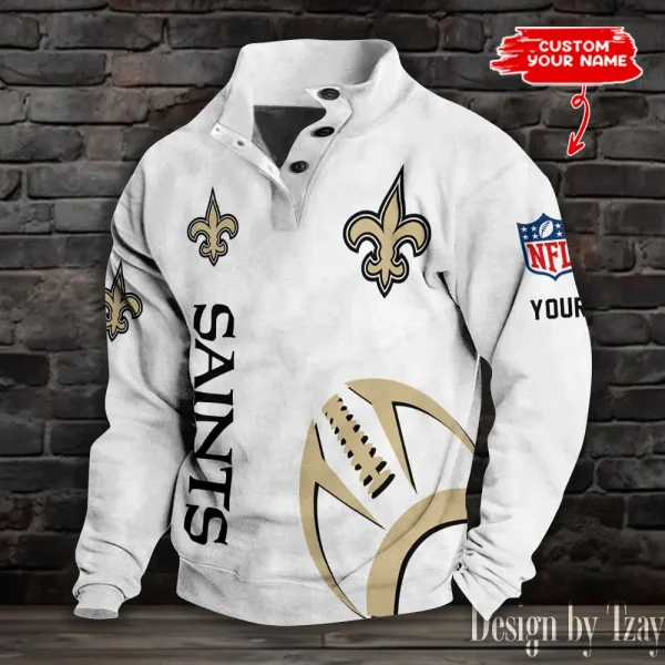 New Orleans Saints NFL Half Button Long Sleeve Hoodie S9DBSCH1529