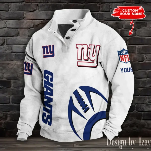 New York Giants NFL Half Button Long Sleeve Hoodie S9DBSCH1530