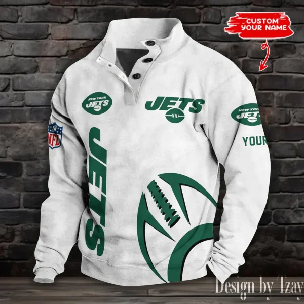 New York Jets NFL Half Button Long Sleeve Hoodie S9DBSCH1531