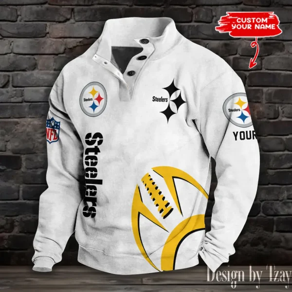 Pittsburgh Steelers NFL Half Button Long Sleeve Hoodie S9DBSCH1533