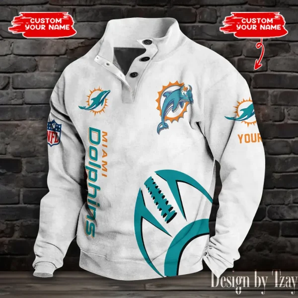 Miami Dolphins NFL Half Button Long Sleeve Hoodie S9DBSCH1526