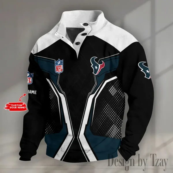 Houston Texans NFL Half Button Long Sleeve Hoodie S9DBSCH1534