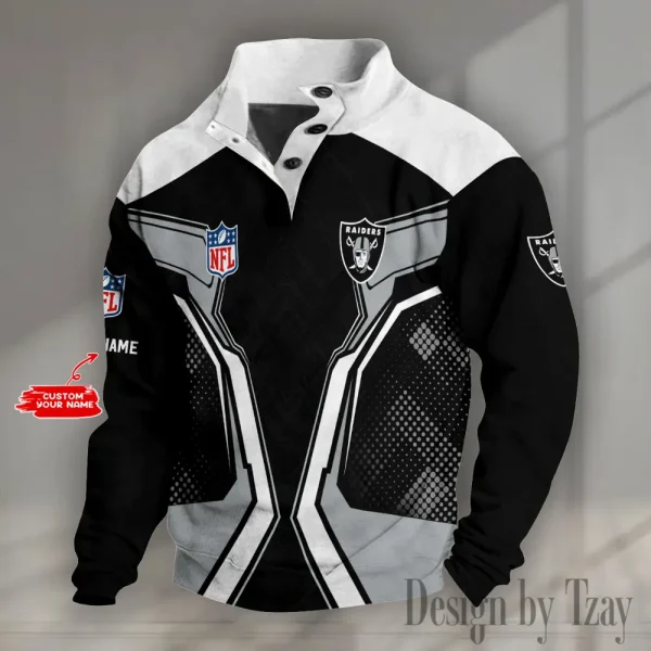 Las Vegas Raiders NFL Half Button Long Sleeve Hoodie S9DBSCH1538