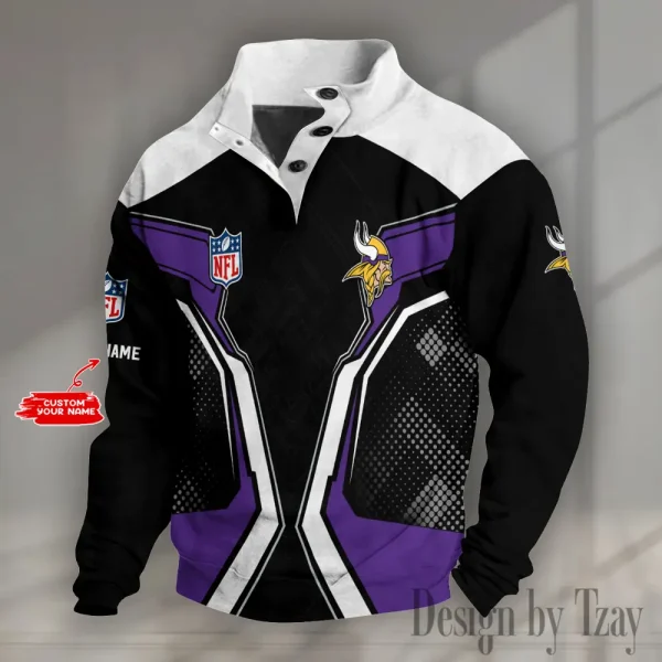 Minnesota Vikings NFL Half Button Long Sleeve Hoodie S9DBSCH1542