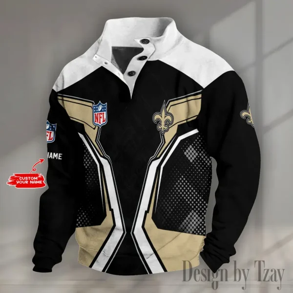 New Orleans Saints NFL Half Button Long Sleeve Hoodie S9DBSCH1544