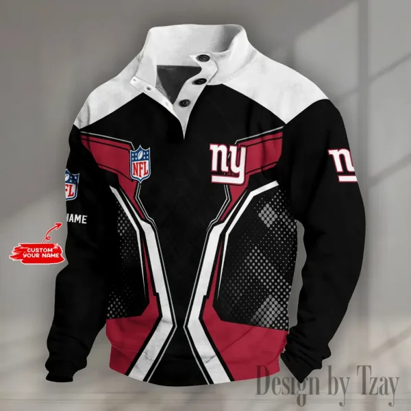 New York Giants NFL Half Button Long Sleeve Hoodie S9DBSCH1545