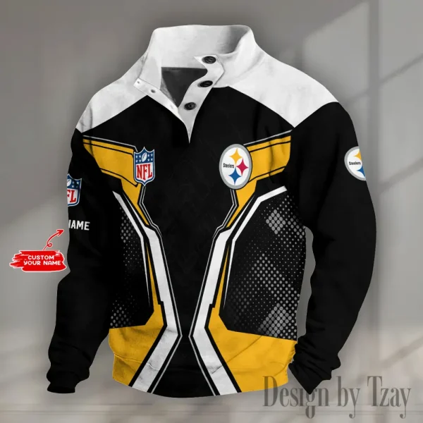 Pittsburgh Steelers NFL Half Button Long Sleeve Hoodie S9DBSCH1547