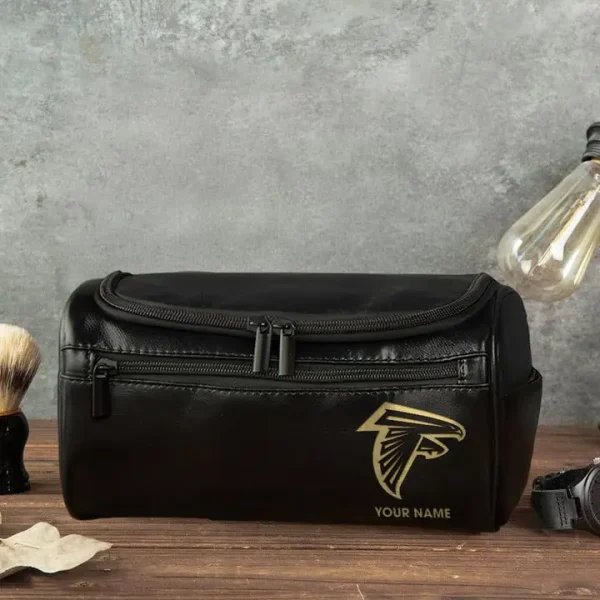 Atlanta Falcons Toiletry Bag, Leather Dopp Kit Accessory - Image 3