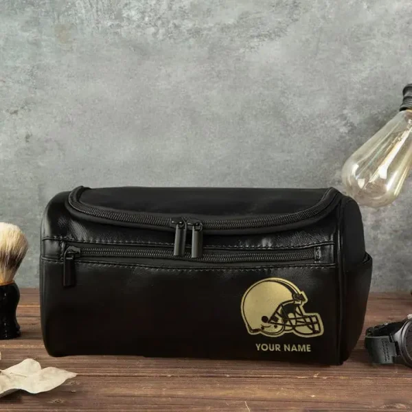 Cleveland Browns Toiletry Bag, Leather Dopp Kit Accessory - Image 3