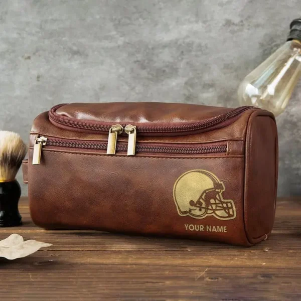 Cleveland Browns Toiletry Bag, Leather Dopp Kit Accessory