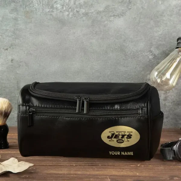 New York Jets Toiletry Bag, Leather Dopp Kit Accessory - Image 3