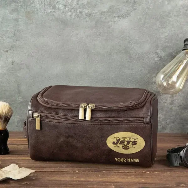 New York Jets Toiletry Bag, Leather Dopp Kit Accessory - Image 4