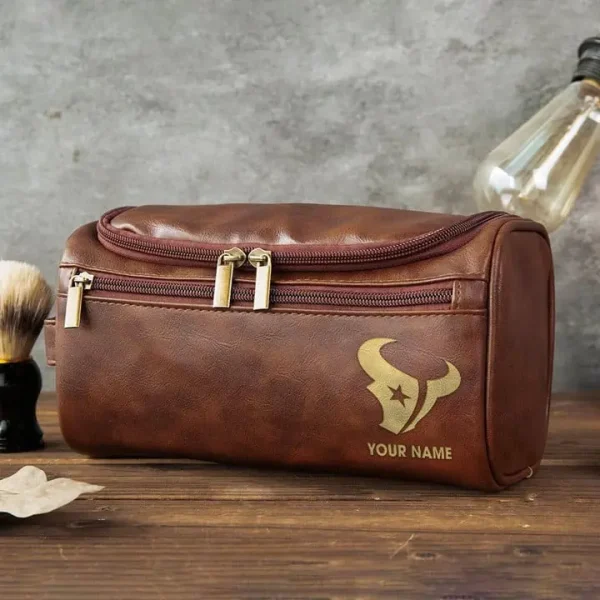 Houston Texans Toiletry Bag, Leather Dopp Kit Accessory