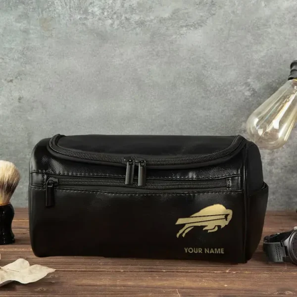 Buffalo Bills Toiletry Bag, Leather Dopp Kit Accessory - Image 3