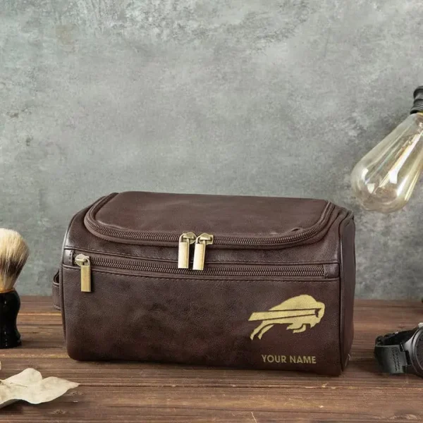 Buffalo Bills Toiletry Bag, Leather Dopp Kit Accessory - Image 4